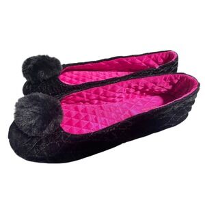 Kate Spade Womens  NWOT Ballet Quilted Pom Pom Slippers Size 8B
